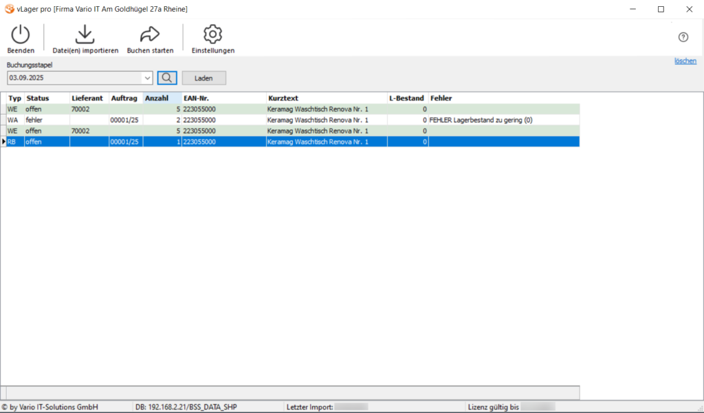 Screenshot der App VLAGER Pro